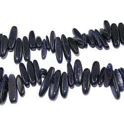 Chapelets de perles en pierre d'or bleue synthétique, puce, 12~22x5~7mm, Trou: 1mm, 16 pouce