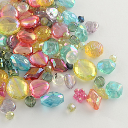 Ab-couleurs mixtes perles acryliques transparente, couleur mixte, 6~20x6~17x3~8mm, Trou: 1~2mm
