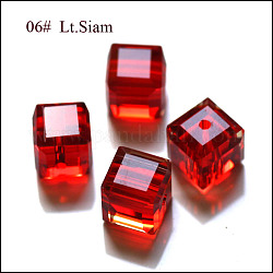 Abalorios de cristal austriaco de imitación, aaa grado, facetados, cubo, rojo, 4x4x4 mm (tamaño dentro del rango de error de 0.5~1 mm), agujero: 0.7~0.9 mm