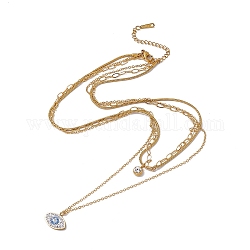 Dreilagige Halskette mit Strass-Anhänger des bösen Blicks, 304 böhmische Halskette mit runder Schlange und Kabelketten aus Edelstahl für Frauen, golden, 15.75 Zoll (40 cm)