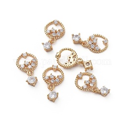Alloy Cabochons, Nail Art Decoration Accessories, with Cubic Zirconia, Clear, Real 18K Gold Plated, 14x8mm