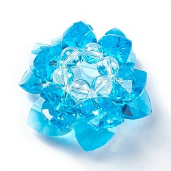 Perle di vetro intrecciata, perline a grappolo, loto, cielo blu profondo, 47x27mm, Foro: 11 mm
