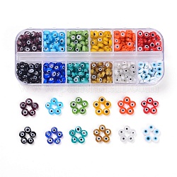 12 couleurs de perles de lampwork faites à la main, plat rond, couleur mixte, 6x2.5~3mm, Trou: 1mm, 12colors, à propos 36~40pcs / couleur, 432~480 pcs / boîte