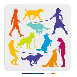 Mayjoydiy uns 1 Stück Haustier-Aushöhlungs-Zeichnungs-Malschablonen, für DIY Sammelalbum, Fotoalbum, mit 1 Kunstpinsel, Hund, 300x300 mm