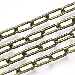 Unwelded Iron Paperclip Chains, Flat Oval, Drawn Elongated Cable Chains, with Spool, Antique Bronze, 12.5x6x1.2mm, about 82.02 Feet(25m)/roll