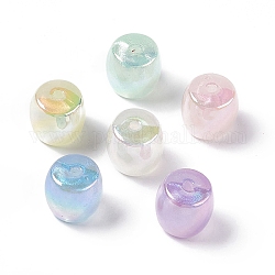 Abalorios acrílicos opacos, color de ab, Color macaron, barril, color mezclado, 15.5x16.5mm, agujero: 3 mm