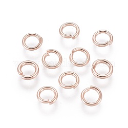 304 in acciaio inox anelli di salto aperto, oro roso, 18 gauge, 6x1mm, diametro interno: 4mm