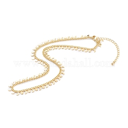 Messing hängende Halsketten, mit Bordsteinketten, Sterne & Mond, golden, 15 Zoll (38 cm)