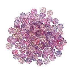 100 pz perle di vetro ceche trasparenti, trifoglio, viola, 7.5x4.5mm, Foro: 0.9 mm