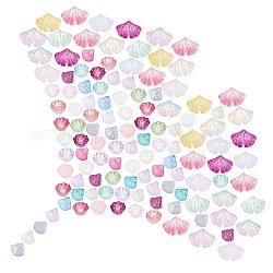 Sunnyclue 120pcs 3 styles de perles de verre transparentes, pétoncle & feuille de ginkgo & gousse de lotus, couleur mixte, 40 pièces / style