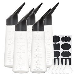 Des bouteilles en plastique de colle, trémie en plastique entonnoir et étiquettes autocollantes tableau noir, blanc, 21.5 cm, capacité: 250 ml
