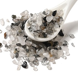 Perles de quartz rutiles noir naturel, aucun perles de trou, perles de copeaux, 2.5~9x2~4mm