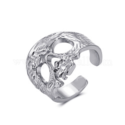 Offener Manschettenring aus Legierungsschädel, stämmiger Halloween-Ring für Männer und Frauen, Antik Silber Farbe, uns Größe 8 (18.1mm)
