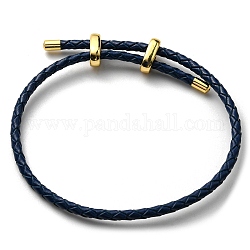 Pulseras de cordón trenzado de cuero, pulsera ajustable, azul de Prusia, diámetro interior: 5/8~2-7/8 pulgada (1.5~7.3 cm)