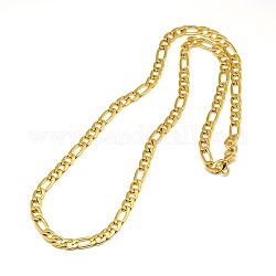 Collane 304 a catena figaro in acciaio inox moda per gli uomini, con chiusure moschettone, oro, 21.65 pollice (55 cm) x 6 mm