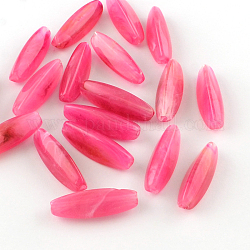 Perles acryliques imitation pierre précieuse de riz, Perles ovales allongées, rose foncé, 28x9x9mm, Trou: 2mm, environ 400 pcs/500 g