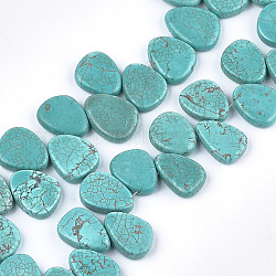 Natural Howlite Beads, Dyed & Heated, Turquoise Teardrop, 19~22x14.5~17x5~6mm, Hole: 1mm