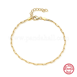 925 bracelets chaînes trombones en argent massif pour femme, véritable 18k plaqué or, 6-1/4 pouce (16 cm)