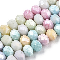 Fili di perle di vetro elettrolitico sfaccettato, ab colore placcato, abaco, colorato, 8~8.5x6~6.5mm, Foro: 1.4 mm, circa 66~67pcs/filo, 15.35 pollice ~ 16.57 pollici (39~41.1 cm)