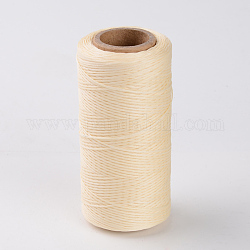 Flat Waxed Polyester Cords, Creamy White, 1x0.3mm, about 284.33 yards(260m)/roll