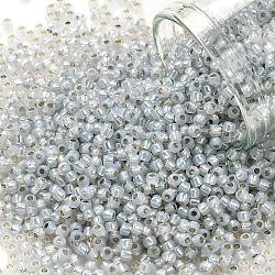 Toho perles de rocaille rondes, Perles de rocaille japonais, (2101) opale grise doublée d'argent, 11/0, 2.2mm, Trou: 0.8mm, environ 5555 pcs/50 g
