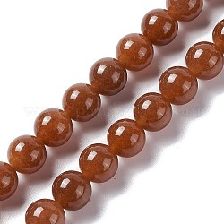 Chapelets de perles de jade naturel, teinte, ronde, selle marron, 10.5mm, Trou: 1.2mm, Environ 37 pcs/chapelet, 14.96'' (38 cm)