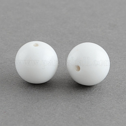 Perles acryliques rondes de chunky bubblegum, blanc, 20mm, Trou: 2~3mm, environ 105 pcs/500 g