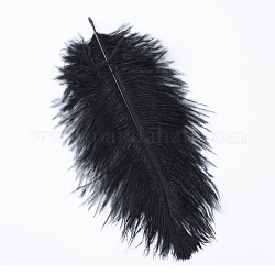 Accesorios de traje de plumas de avestruz, teñido, negro, 15~20 cm