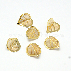 Iron Mesh Findings, Leaf, Golden, 15x13x4.5mm