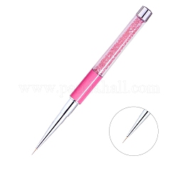 Ручки рисования линии искусства ногтя, с пластиковой ручкой и стразами внутри, розовые, 135x10 мм