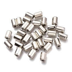 Ccb Kunststoff-Perlen, Sechskant-Säule, Platin Farbe, 8x5 mm, Bohrung: 2 mm