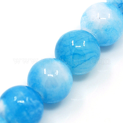 Naturali persiano perle di giada fili, tinto, tondo, cielo blu profondo, 10mm, Foro: 1 mm, circa 38pcs/filo, 16 pollice