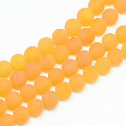 Natürliche weiße Jade Perlenstränge, gefärbt, matt, Runde, dunkelgolden, 10~11 mm, Bohrung: 1.5 mm, ca. 38~39 Stk. / Strang, 14.9 Zoll