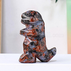 Natural Labradorite Gemstone Carved Healing Dinosaur Figurines, Reiki Energy Stone Display Decorations, 35x55mm
