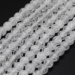 Crackle naturale perle di quarzo fili, tondo, 10mm, Foro: 1 mm, circa 39pcs/filo, 15.7 pollice