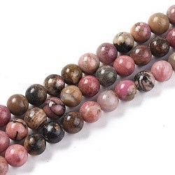 Chapelets de perles en rhodonite naturelle, ronde, 6mm, Trou: 0.6mm, Environ 63 pcs/chapelet, 14.96 pouce (38 cm)