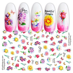Nagelkunst Aufkleber, selbstklebend, für Nagelspitzen Dekorationen, Blumenmuster, Farbig, 123x80 mm