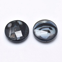 Perlas de ágata negro natural, facetados, teñido y climatizada, plano y redondo, 41~44x13~14mm, agujero: 2 mm