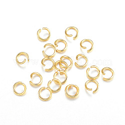 304 Edelstahl Ringe springen, offene Ringe springen, Metallverbinder für Heimwerkerschmuck und Schlüsselbundzubehör, echtes 18k vergoldet, 22 Gauge, 4x0.6 mm, Innendurchmesser: 3 mm.