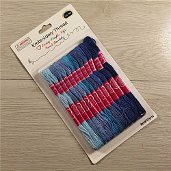 12かせ 12色 6層ポリコットン(ポリエステル綿)刺繍糸  クロスステッチの糸  グラデーションカラー  ブルー  0.8mm  8m(8.74ヤード)/かせ