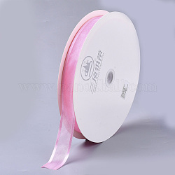 Polyester Organza Ribbon, for Gift, Party Decorate, Pink, 1 inch(25mm), about 100yards/roll