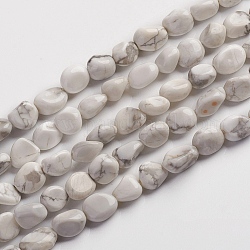 Chapelets de perles en howlite naturelle, pierre roulée, pépites, 6.5~9.5x5.5~7.5x3.5~5.5mm, Trou: 0.8mm, Environ 50 pcs/chapelet, 15.67 pouce (39.8 cm)