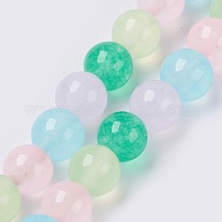 Natürliche weiße Jade perlen Stränge, gefärbt, Runde, Mischfarbe, 6 mm, Bohrung: 0.8 mm, ca. 63 Stk. / Strang, 14.5 Zoll (37 cm)