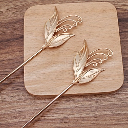 Железная палочка для волос, с листьев сплава, золотой свет, штифты : 120x2.5 мм