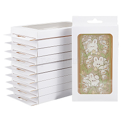 Boîtes en carton créatives pliables rectangulaires, coffrets cadeaux, avec fenêtre apparente en pvc, blanc, 10.5x1.5x19.8 cm