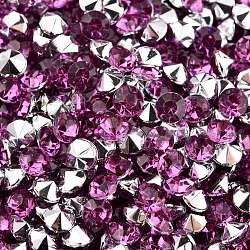 Cabochons de dos pointus de strass d'imitation acrylique de Taiwan, facette, diamant, violet, 4x3mm