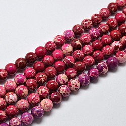 Fili di perle di diaspro imperiale naturale, tondo, tinto, cremisi, 10mm, Foro: 1 mm, circa 38pcs/filo, 15 pollice