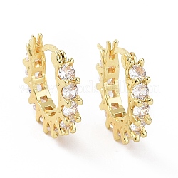 Aretes de aro con circonitas cúbicas, joyas de latón dorado para mujer, dorado, 20x3.5x22mm, pin: 0.9~1.4x16 mm