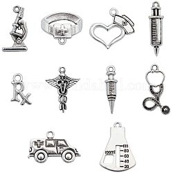 PandaHall 120pcs Antique Silver Medical Nurse Charms Stethoscope Syringe Nurse Cap Hat Charms for Jewelry Making Crafting Findings Accessory for DIY Necklace Bracelet