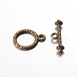 Tibetan Style Zinc Alloy Toggle Clasps, Cadmium Free & Nickel Free & Lead Free, Antique Bronze, Ring: 13mm wide, 16.5mm long, Bar: about 6mm wide, 20mm long, hole: 2mm